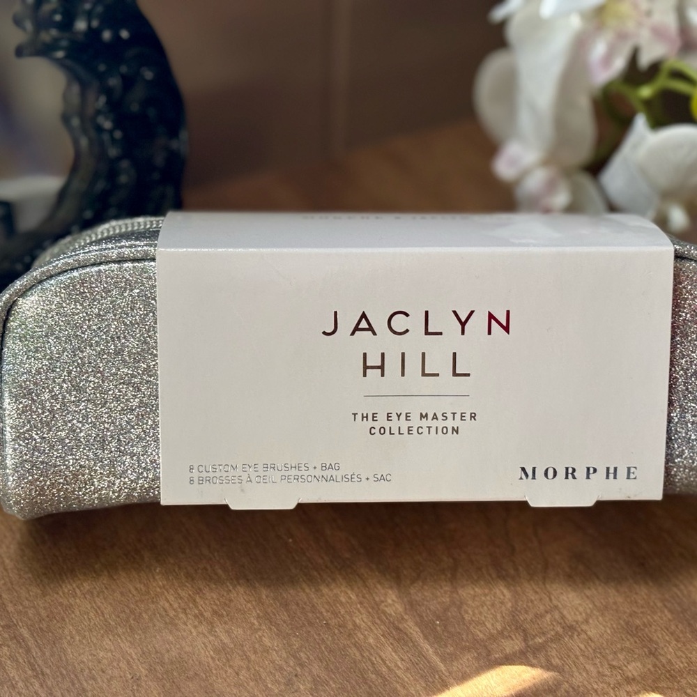 Morphe Jaclyn Hill Eye Brush Set with Silver Glitter Bag